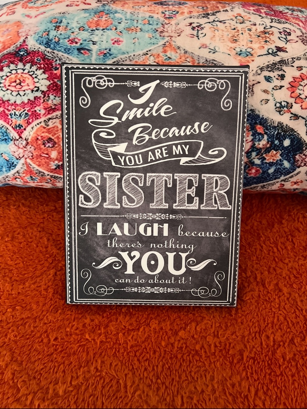 Chalkboard Style 'Sister' Sentiment Sign - Black